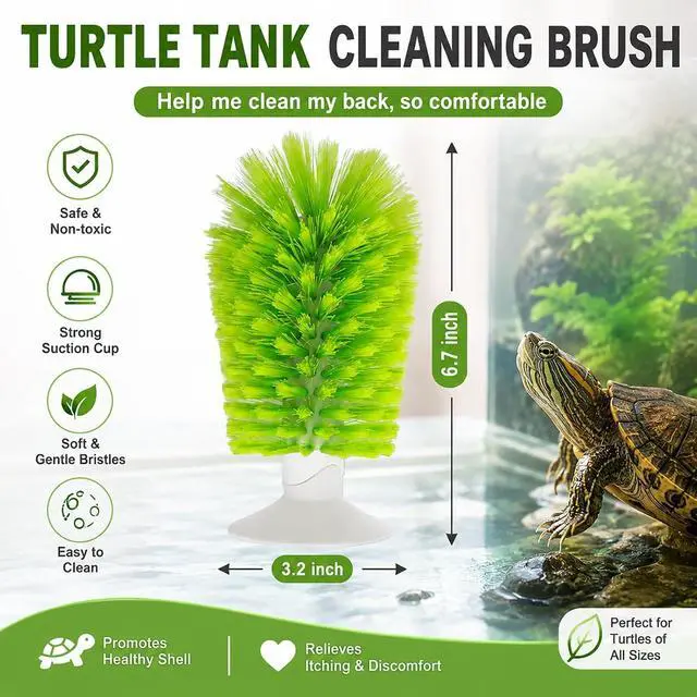 Alt view image 2 of 6 - Turtle Scrub Brush, Turtle Scratches Back Brush Turtle Shell Clean Brush with Suction Cup Turtle Exfoliate Brush Tank Tortoise Brush for Remove Turtle Shell Scutes Mud Dirt