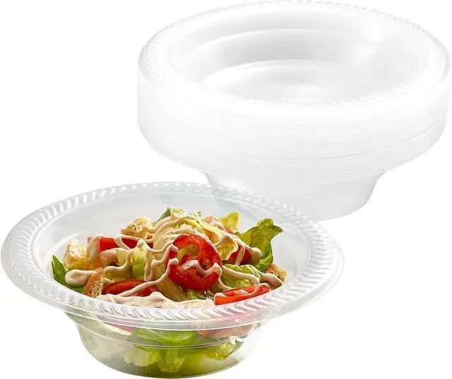 Main image of PLASTICPRO 40 Pack Clear Plastic Soup Bowls 12 oz Bulk Pack Durable Disposable Plastic Bowls for Parties Events BBQ