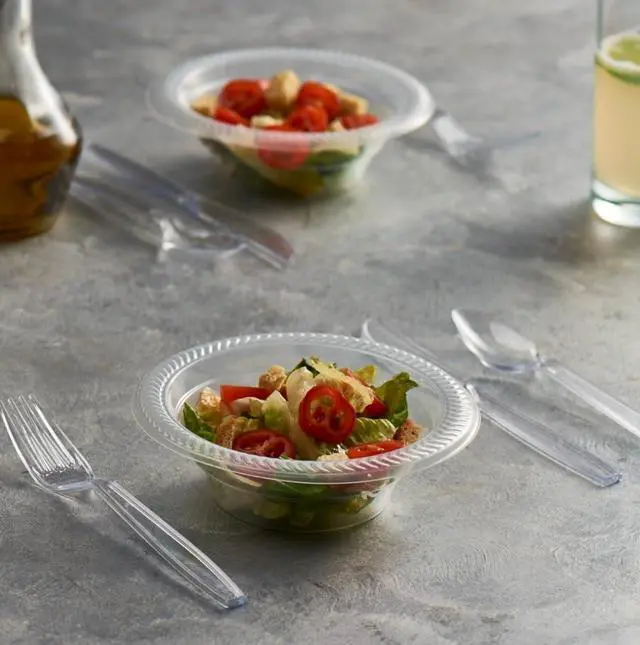 Alt view image 2 of 7 - PLASTICPRO 40 Pack Clear Plastic Soup Bowls 12 oz Bulk Pack Durable Disposable Plastic Bowls for Parties Events BBQ