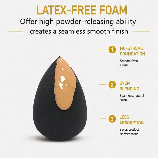 Alt view image 4 of 7 - Soft Makeup Sponge For Foundation,Latex Free Makeup Blender Sponge For Concealer,Wet/Dry Dual-Use Beauty Puff Blender For Liquid Cream Powder Cosmetics, High-Density Cosmetic Puff With Low Absorption