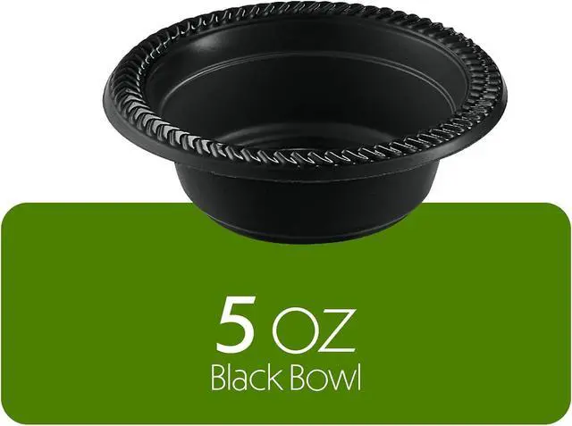 Alt view image 5 of 7 - PLASTICPRO 100 PCS Black Plastic Bowls Light Weight 5 oz Small Plastic Soup Bowls Black Salad Dessert Plates Disposable for Party and Wedding