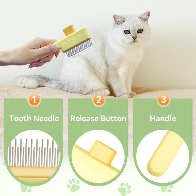 Alt view image 2 of 6 - Flea Comb for Cats & Dogs Brush for Shedding Self Cleaning Pet Comb Lice Comb with Long & Short Stainless Steel Teeth Pet Hair Removal Tool 2026