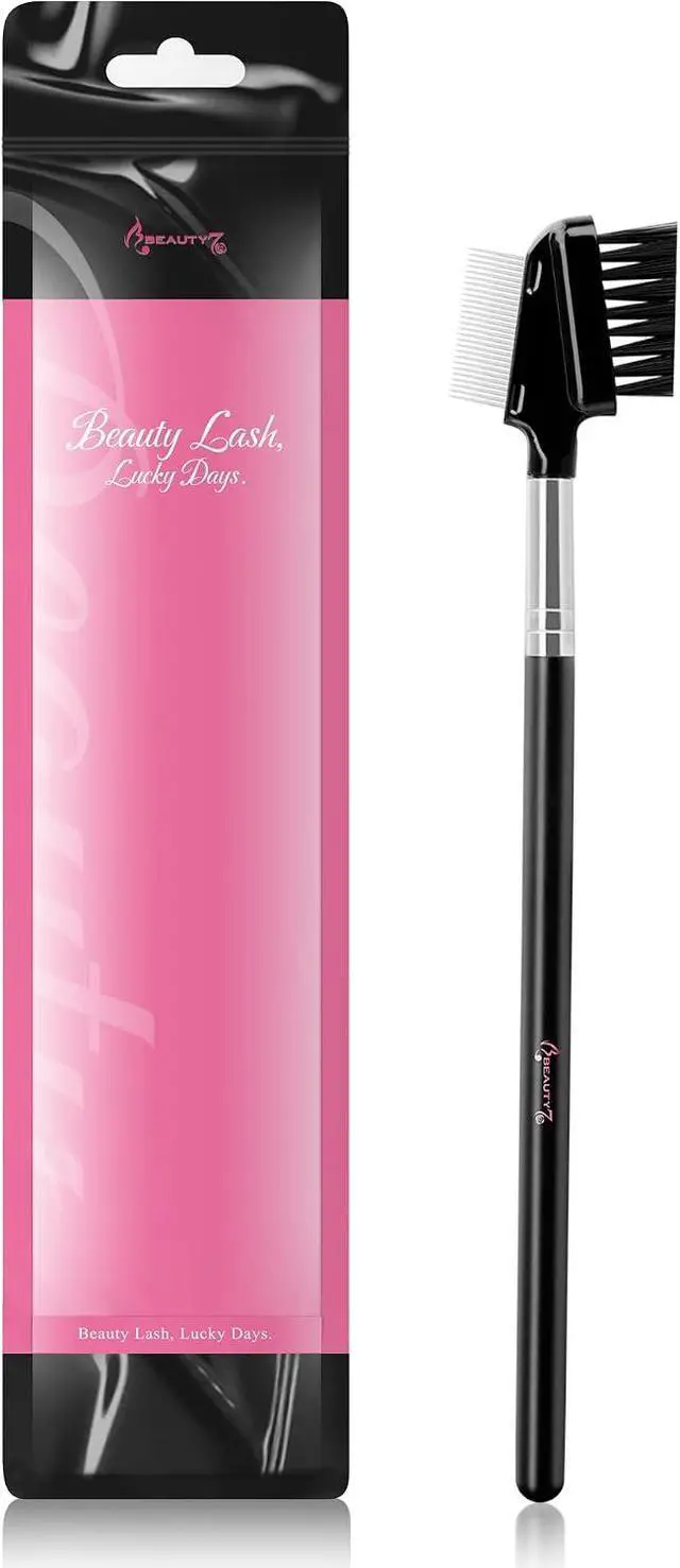 Alt view image 2 of 7 - Beauty7 Eyelash Brush Eyebrow Brush Spoolie Brush Eyelash Resuable Dual Comb Stainless Steel Teeth Mascara Applicator Makeup Tool Eyebrow Eyelash
