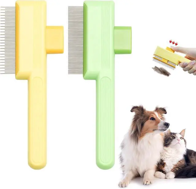 Main image of Flea Comb for Cats & Dogs Brush for Shedding Self Cleaning Pet Comb Lice Comb with Long & Short Stainless Steel Teeth Pet Hair Removal Tool 2026
