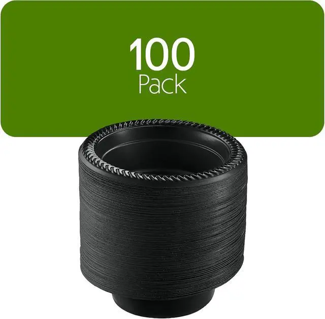 Alt view image 7 of 7 - PLASTICPRO 100 PCS Black Plastic Bowls Light Weight 5 oz Small Plastic Soup Bowls Black Salad Dessert Plates Disposable for Party and Wedding