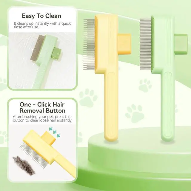Alt view image 3 of 6 - Flea Comb for Cats & Dogs Brush for Shedding Self Cleaning Pet Comb Lice Comb with Long & Short Stainless Steel Teeth Pet Hair Removal Tool 2026