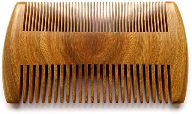 Alt view image 2 of 3 - Handmade Natural Green Sandalwood No Static Combs with Aromatic Scent - 2 PCS Pocket Combs for Long and Short Beards, Mustaches (4" Long Two Sides)