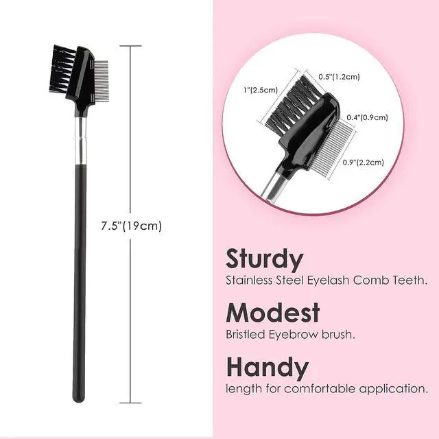 Alt view image 5 of 7 - Beauty7 Eyelash Brush Eyebrow Brush Spoolie Brush Eyelash Resuable Dual Comb Stainless Steel Teeth Mascara Applicator Makeup Tool Eyebrow Eyelash