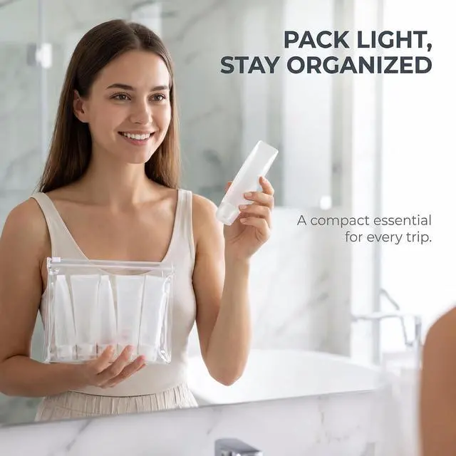 Alt view image 4 of 6 - 5 Pcs 1 oz Travel Bottles Empty Refillable Toothpaste Tubes Containers Small Mini Size Squeeze Dispensers, Refillable Cosmetic Pump Dispensers, Refillable Containers