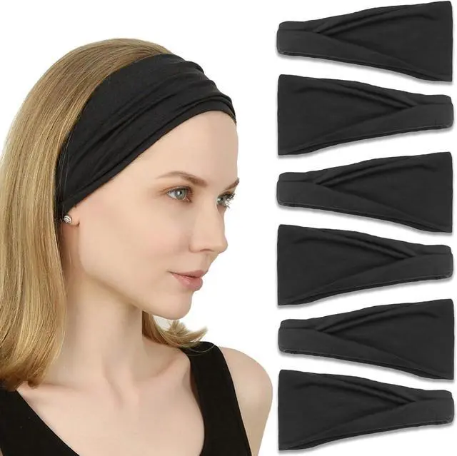 Main image of IVARYSS Headbands for Women, Non-Slip, Premium Stretchy Head Bands Hair Accessories,Wear for Yoga, Fashion, Working Out, Travel or Running, 6 Pack, Black