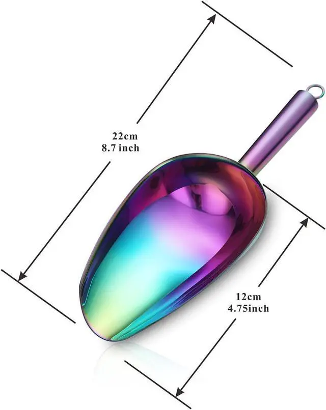 Alt view image 2 of 7 - Berglander Stainless Steel Rainbow Ice Scoop 6 OZ, Titanium Colorful Plating Metal Ice Scooper For Ice Maker Multipurpose For Candy Wedding Kitchen Bar Party Pet Animal Dog Food Scoop Beach Shovel