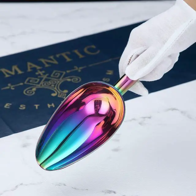 Alt view image 3 of 7 - Berglander Stainless Steel Rainbow Ice Scoop 6 OZ, Titanium Colorful Plating Metal Ice Scooper For Ice Maker Multipurpose For Candy Wedding Kitchen Bar Party Pet Animal Dog Food Scoop Beach Shovel