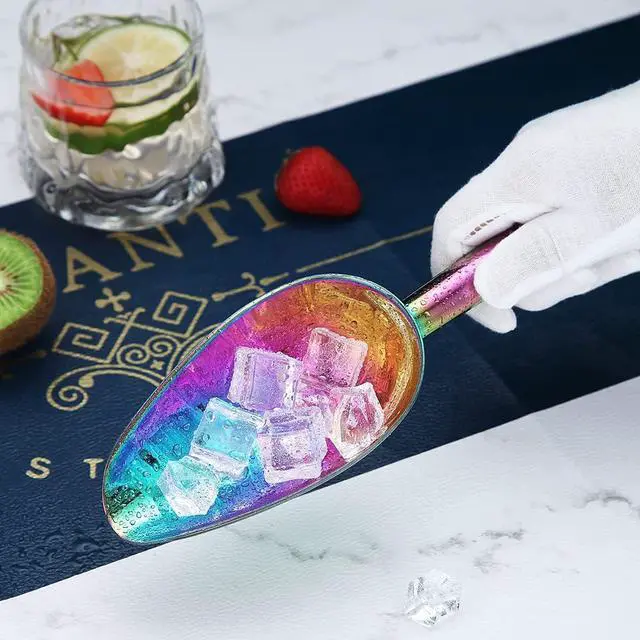 Alt view image 7 of 7 - Berglander Stainless Steel Rainbow Ice Scoop 6 OZ, Titanium Colorful Plating Metal Ice Scooper For Ice Maker Multipurpose For Candy Wedding Kitchen Bar Party Pet Animal Dog Food Scoop Beach Shovel