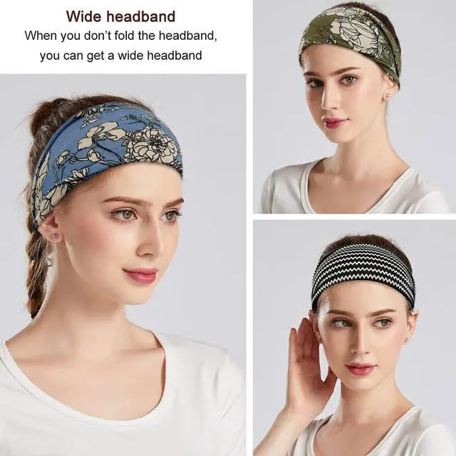 Alt view image 5 of 6 - YONUF 6 Pack Headbands for Women, Boho Wide Head Bands & Hair Accessories | Non Slip Soft Stretch Headband, Fashion Hair Bands for Yoga, Workout, Face Wash, Makeup, Womens Head Wraps for Daily Use
