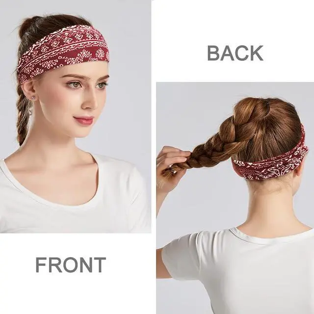 Alt view image 4 of 6 - YONUF 6 Pack Headbands for Women, Boho Wide Head Bands & Hair Accessories | Non Slip Soft Stretch Headband, Fashion Hair Bands for Yoga, Workout, Face Wash, Makeup, Womens Head Wraps for Daily Use