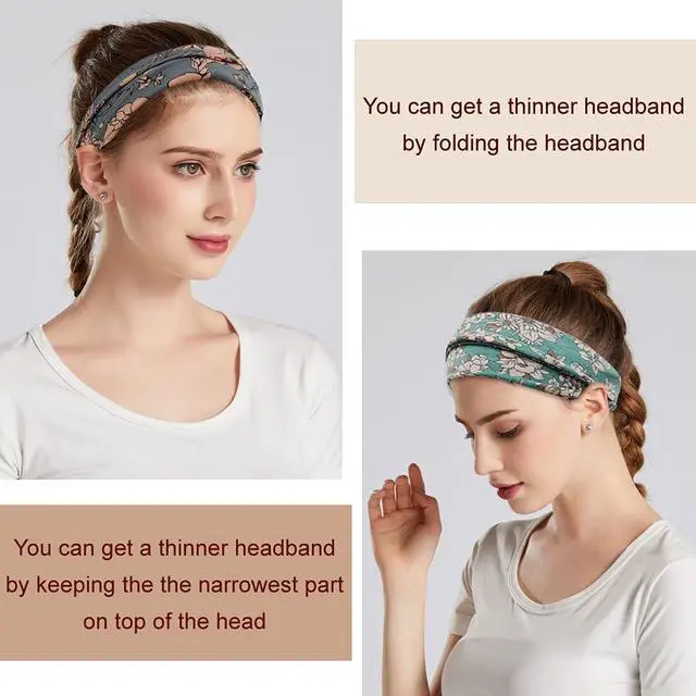 Alt view image 6 of 6 - YONUF 6 Pack Headbands for Women, Boho Wide Head Bands & Hair Accessories | Non Slip Soft Stretch Headband, Fashion Hair Bands for Yoga, Workout, Face Wash, Makeup, Womens Head Wraps for Daily Use