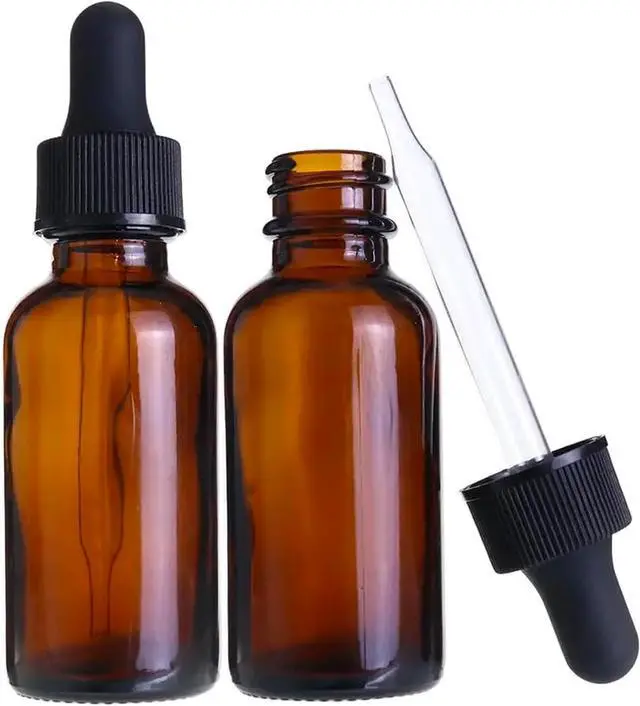 Main image of VIGOR PATH 2-Pack Amber Glass Dropper Bottles - Complete with Tapered Glass Droppers for Essential Oil or Any Liquids (2oz/60ml)