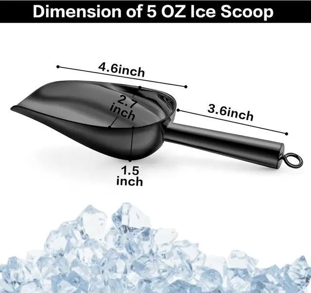 Alt view image 3 of 7 - TeamFar 5oz Ice Scoop, Small Stainless Steel Food Scoop Metal Ice Scooper | for Kitchen Bar Party Wedding, Heavy Duty & Sturdy, Easy Storage & Versatile, Mirror Finish & Smooth Edge, Black