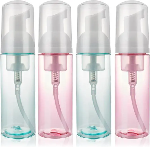 Main image of 4 Pack Foam Pump Bottle Travel 2 oz/60 ml Small Size Mousse Foam Soap Dispenser Refillable Plastic Foaming Soap Dispenser Empty Travel Foaming Containers for Soap Shampoo Lash Washer
