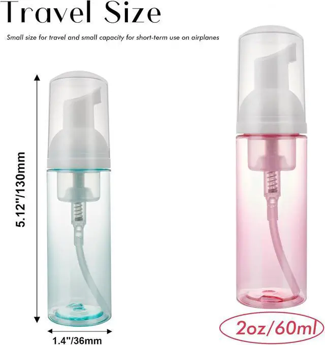 Alt view image 2 of 7 - 4 Pack Foam Pump Bottle Travel 2 oz/60 ml Small Size Mousse Foam Soap Dispenser Refillable Plastic Foaming Soap Dispenser Empty Travel Foaming Containers for Soap Shampoo Lash Washer