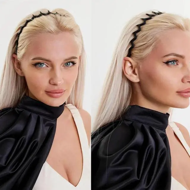 Alt view image 6 of 6 - 6 PCS Zig Zag Headbands Plastic Wavy Hair Head Band Comb with Teeth Hoop Accessories for Women Men Girls, Versatile Bright Black&Retro Leopard