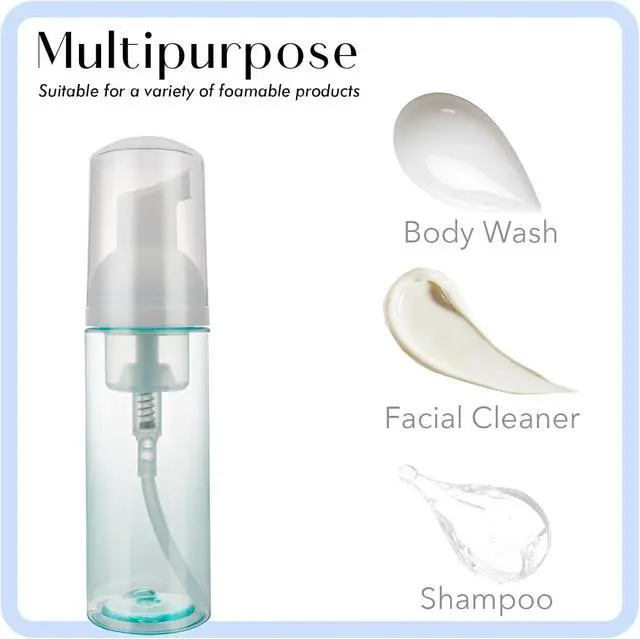 Alt view image 4 of 7 - 4 Pack Foam Pump Bottle Travel 2 oz/60 ml Small Size Mousse Foam Soap Dispenser Refillable Plastic Foaming Soap Dispenser Empty Travel Foaming Containers for Soap Shampoo Lash Washer