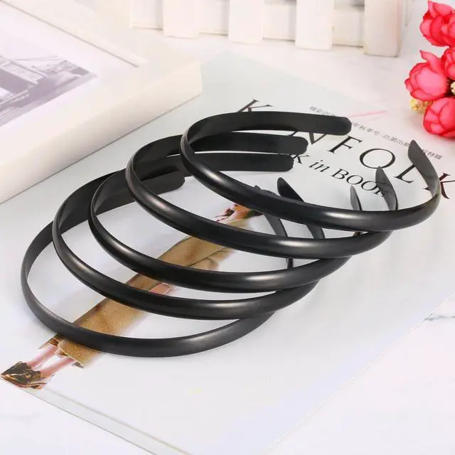 Alt view image 2 of 6 - Hicarer 30 Pack Plastic Hair Headband Thin Skinny Plain 10 mm DIY Headbands Hair Accessories for Halloween Christmas Girl Woman (Black)
