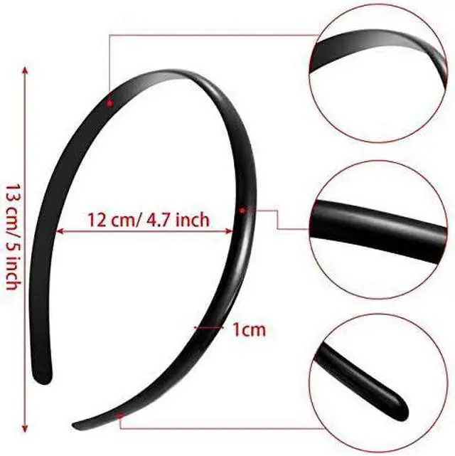 Alt view image 6 of 6 - Hicarer 30 Pack Plastic Hair Headband Thin Skinny Plain 10 mm DIY Headbands Hair Accessories for Halloween Christmas Girl Woman (Black)