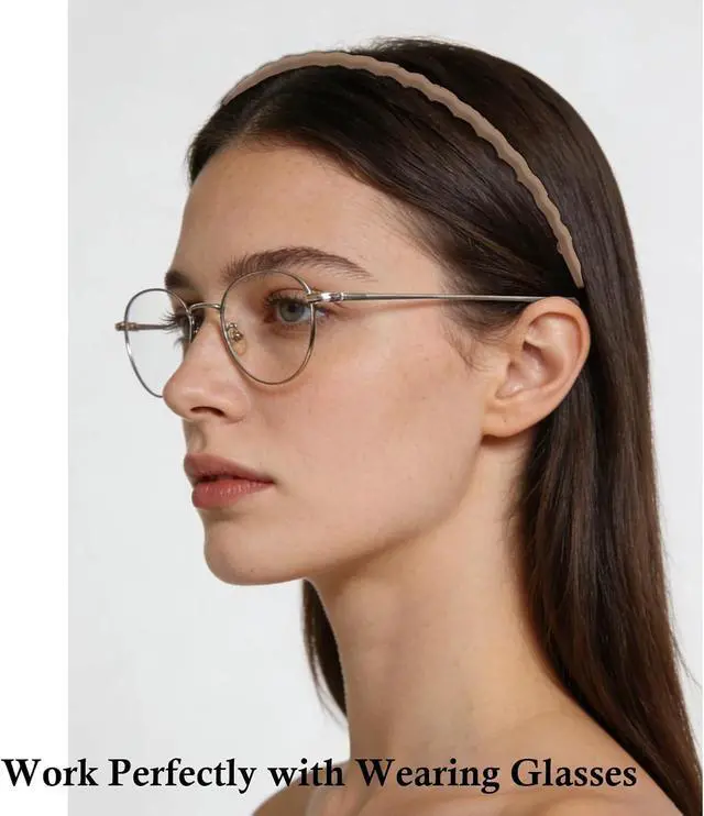 Alt view image 5 of 7 - CIEHER 3 Pcs Plastic Hair Bands with Teeth Flex No Pressure Headbands for Glasses Wearers Zig Zag Claw Comb Headbands - Black Brown Khaki