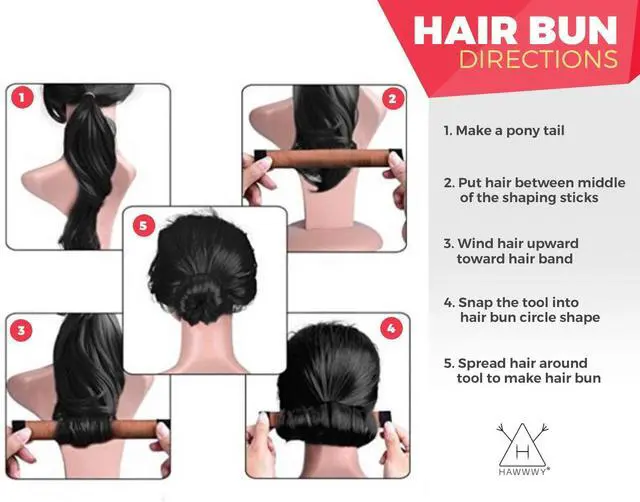 Alt view image 4 of 5 - Hawwwy Premium 2 Piece Hair Bun Maker with Hair Ties Bobby Pins - Snap-and-Roll Bun Hair Tool- Magic Bun Tool, Donut Hair, Perfect Bun Makers Hair Pins French Twist Donuts for Updos Kids - Light Brown