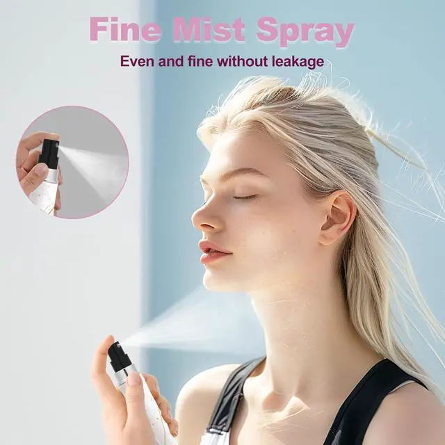 Alt view image 5 of 6 - Perfume Travel Refillable Bottle Portable Mini Sprayer,Empty Perfume Bottles with Unique Patterns,Refill Pump Case for Traveling and Outgoing,2 Pcs Pack of 5 ml(White and Pink)