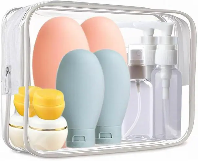 Alt view image 2 of 7 - 21 PCS Refillable Toiletry Bottles with Toiletry Bag for Travel Containers Empty Squeeze Leakproof Accessories for Toiletries Shampoo Lotion Body Wash (BPA Free)