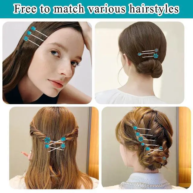Alt view image 6 of 7 - 7 PCS Turquoise Retro Decorative Bobby Pins Silver Metal Hair Clips Vintage Alloy Hair Pins for Women Girls Headwear Styling Tools Barrettes Hair Accessories