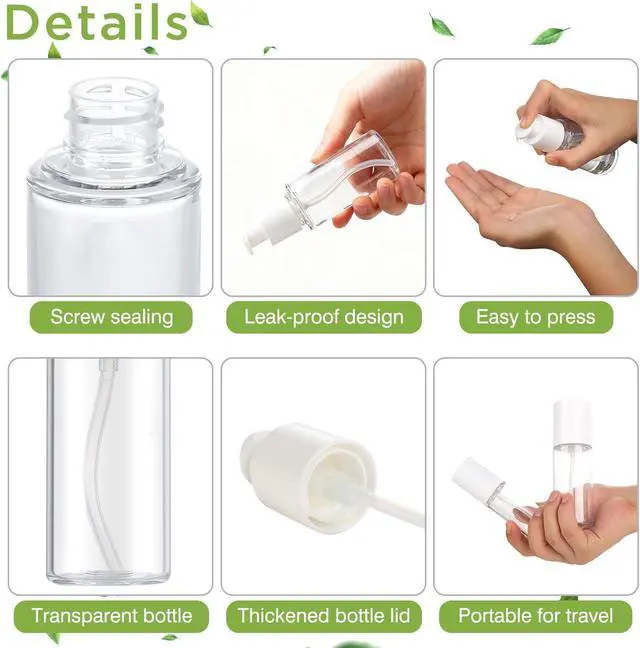Alt view image 3 of 7 - Boenoea Small Pump Bottle 1.7oz/50ml Travel Cosmetic CreamPump Bottles Empty Pump Dispenser for Shampoo Lotion and Cream 2 Pack Clear