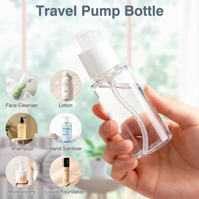 Alt view image 4 of 7 - Boenoea Small Pump Bottle 1.7oz/50ml Travel Cosmetic CreamPump Bottles Empty Pump Dispenser for Shampoo Lotion and Cream 2 Pack Clear