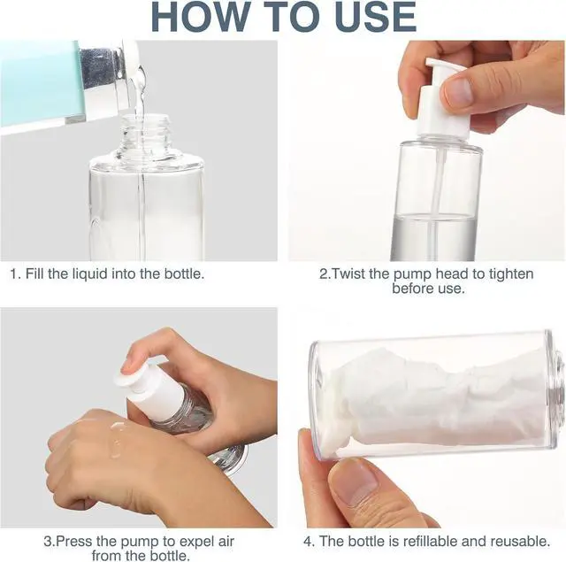Alt view image 5 of 7 - Boenoea Small Pump Bottle 1.7oz/50ml Travel Cosmetic CreamPump Bottles Empty Pump Dispenser for Shampoo Lotion and Cream 2 Pack Clear