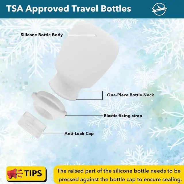 Alt view image 2 of 7 - 1oz Silicone Travel Bottles for Toiletries (4-Pack), TSA Approved Leakproof Toiletry Bottles with Locking Lid, Refillable Travel Size Containers for Shampoo, Body Wash, Camping & Trips (Grey White)