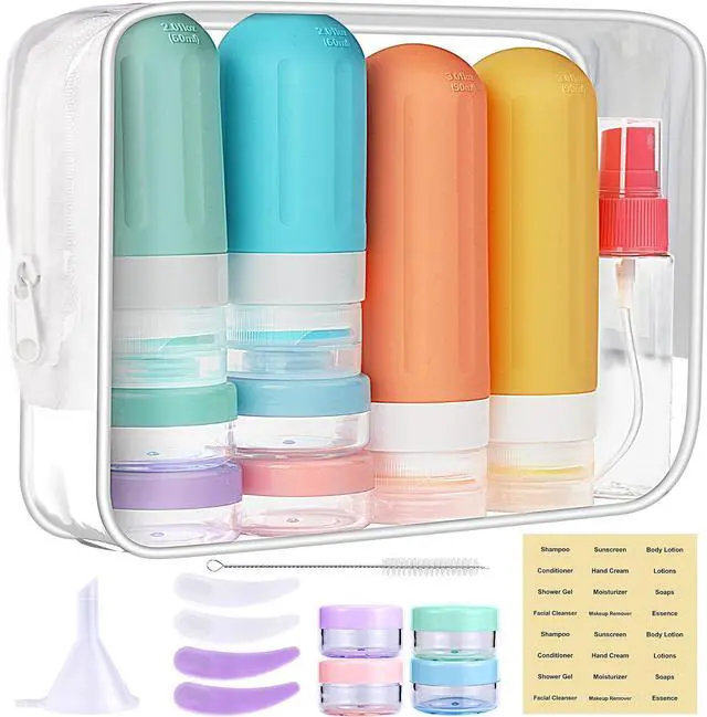 Main image of Travel Bottles for Toiletries 18Pack Containers Travel Size Toiletries | TSA Approved Leak Proof Refillable Accessories for Shampoo Conditioner Lotion Liquids Airplane Travel Vacation Colored