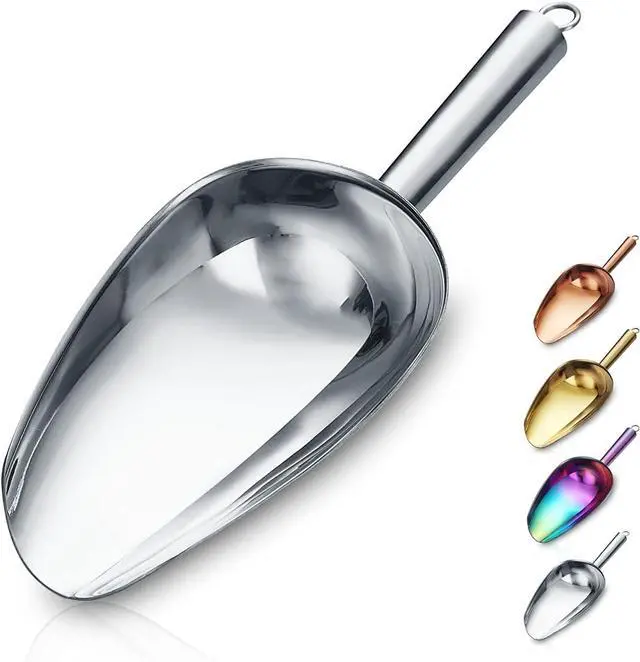 Main image of Berglander Stainless Steel Ice Scoop 6 OZ, Metal Ice Scooper For Ice Maker, Multipurpose For Candy Kitchen Bar Party Wedding Pet Animal Dog Food Scoop Beach Shovel (Silver)