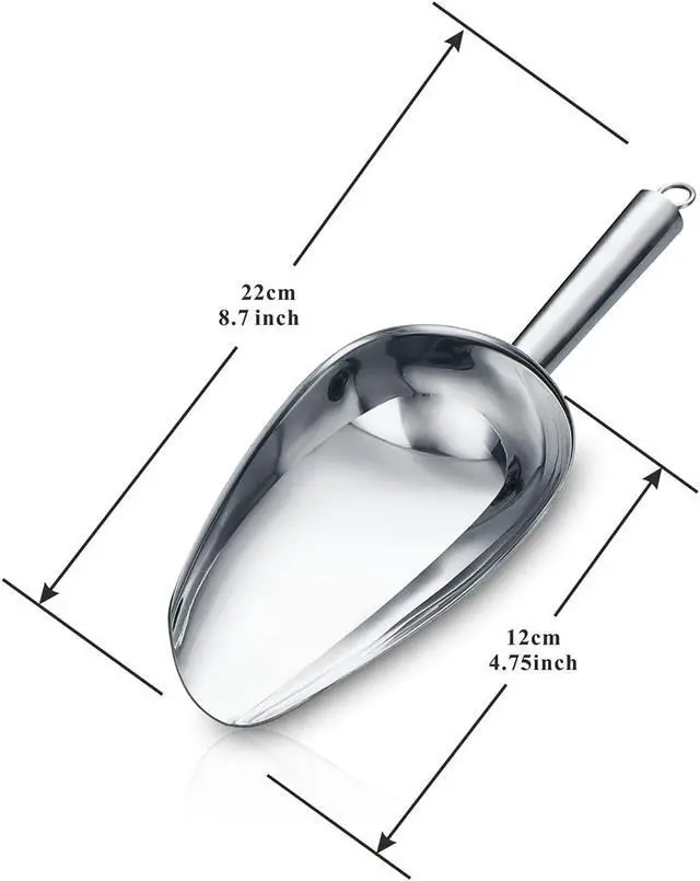 Alt view image 2 of 7 - Berglander Stainless Steel Ice Scoop 6 OZ, Metal Ice Scooper For Ice Maker, Multipurpose For Candy Kitchen Bar Party Wedding Pet Animal Dog Food Scoop Beach Shovel (Silver)