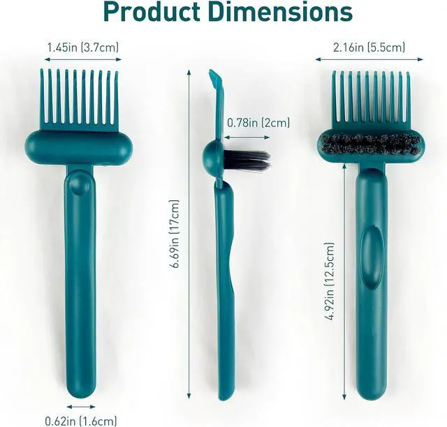 Alt view image 3 of 7 - 2-in-1 Hair Brush Cleaning Tool, Green Hairbrush Cleaner and Rake for Removing Hair and Dust, Durable and Ergonomic Design for Home and Salon Use (1 Pack)