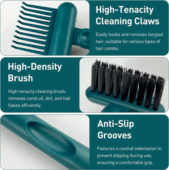 Alt view image 4 of 7 - 2-in-1 Hair Brush Cleaning Tool, Green Hairbrush Cleaner and Rake for Removing Hair and Dust, Durable and Ergonomic Design for Home and Salon Use (1 Pack)