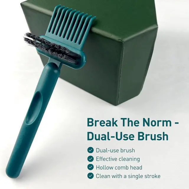Alt view image 5 of 7 - 2-in-1 Hair Brush Cleaning Tool, Green Hairbrush Cleaner and Rake for Removing Hair and Dust, Durable and Ergonomic Design for Home and Salon Use (1 Pack)
