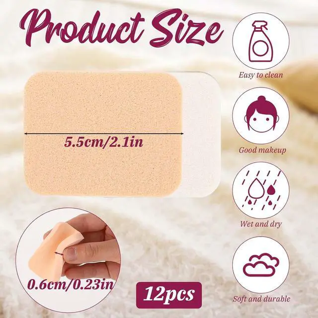 Alt view image 2 of 7 - 12 Pcs Square Makeup Sponges for Foundation Facial Puff Cosmetic Sponge Round Foam Pad Makeup Eye Face for Liquid Foundation Cream Powders Concealer