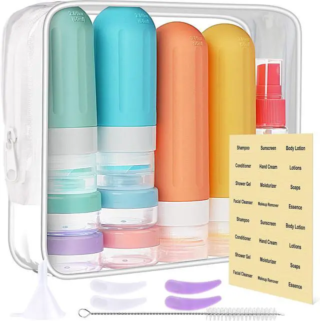 Alt view image 2 of 7 - Travel Bottles for Toiletries 18Pack Containers Travel Size Toiletries | TSA Approved Leak Proof Refillable Accessories for Shampoo Conditioner Lotion Liquids Airplane Travel Vacation Colored