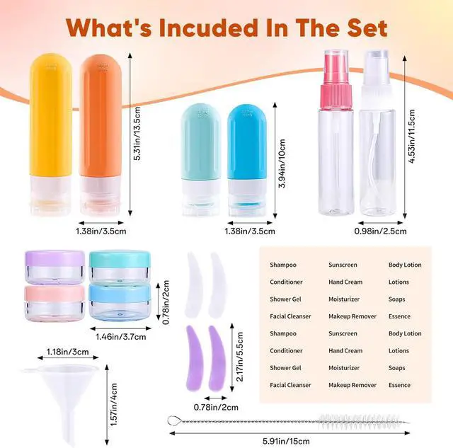 Alt view image 3 of 7 - Travel Bottles for Toiletries 18Pack Containers Travel Size Toiletries | TSA Approved Leak Proof Refillable Accessories for Shampoo Conditioner Lotion Liquids Airplane Travel Vacation Colored