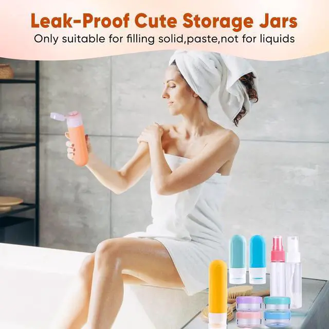 Alt view image 6 of 7 - Travel Bottles for Toiletries 18Pack Containers Travel Size Toiletries | TSA Approved Leak Proof Refillable Accessories for Shampoo Conditioner Lotion Liquids Airplane Travel Vacation Colored