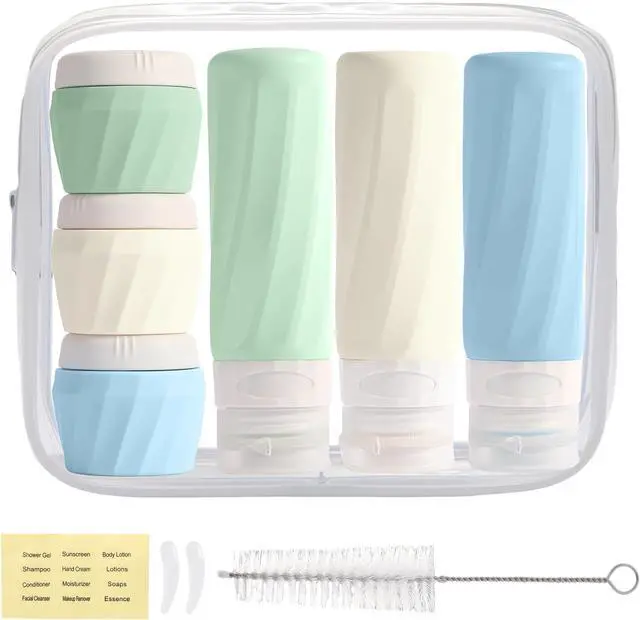 Main image of 11 Pack Travel Bottles for Toiletries, TSA Approved 3oz Leak Proof Refillable Silicone Squeezable Containers Kit for Shampoo Lotion Conditioner with Toiletry Bag