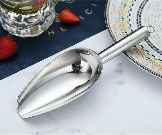 Alt view image 3 of 7 - Berglander Stainless Steel Ice Scoop 6 OZ, Metal Ice Scooper For Ice Maker, Multipurpose For Candy Kitchen Bar Party Wedding Pet Animal Dog Food Scoop Beach Shovel (Silver)