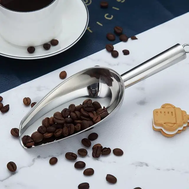 Alt view image 5 of 7 - Berglander Stainless Steel Ice Scoop 6 OZ, Metal Ice Scooper For Ice Maker, Multipurpose For Candy Kitchen Bar Party Wedding Pet Animal Dog Food Scoop Beach Shovel (Silver)